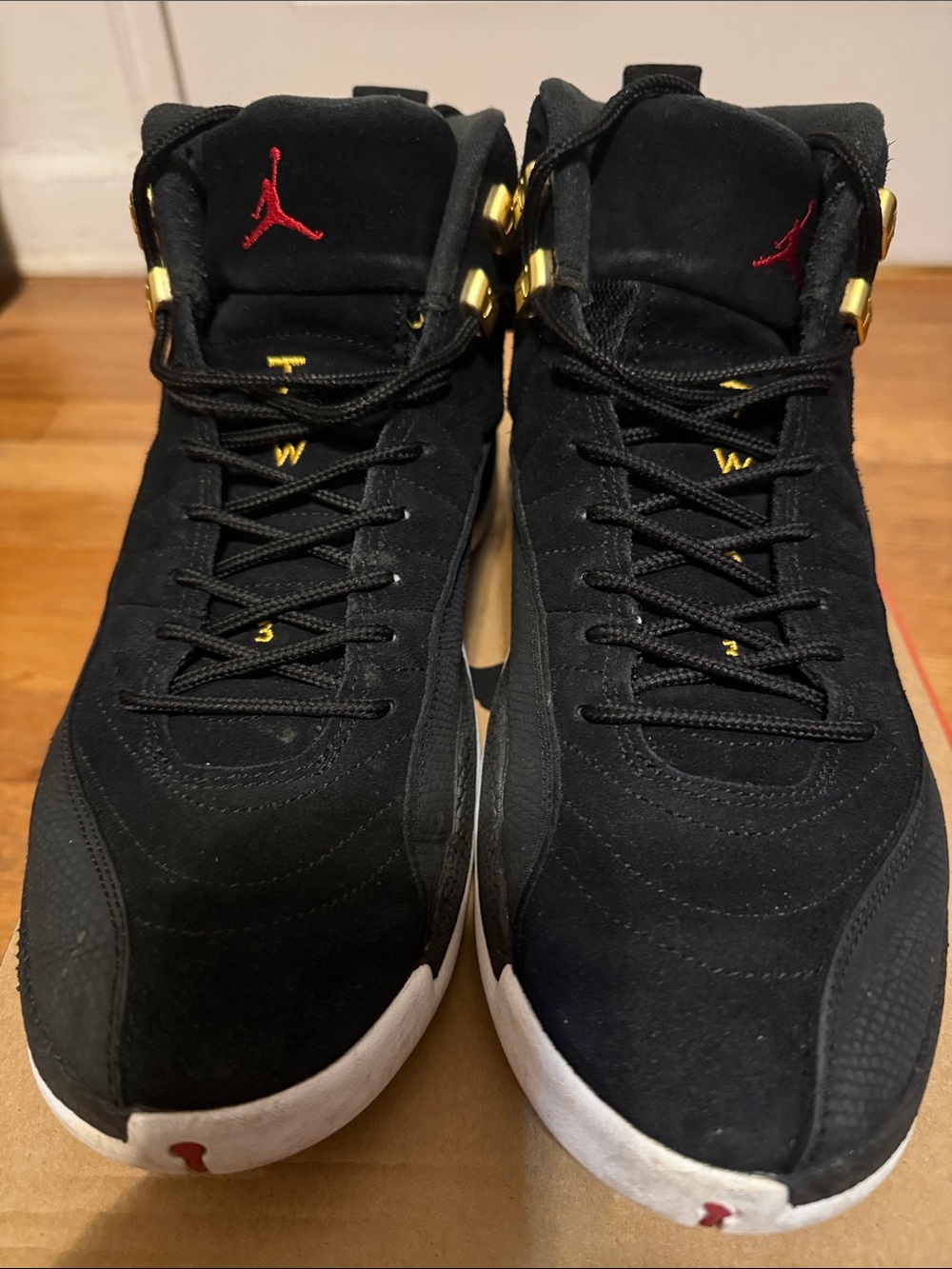 Jordan Black Red and Gold Retro Sneakers